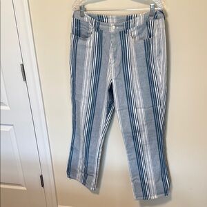 Denim&Co Women’s Blue/Cream Striped Stretchy Jeans / Size 14 / Brand NWOT